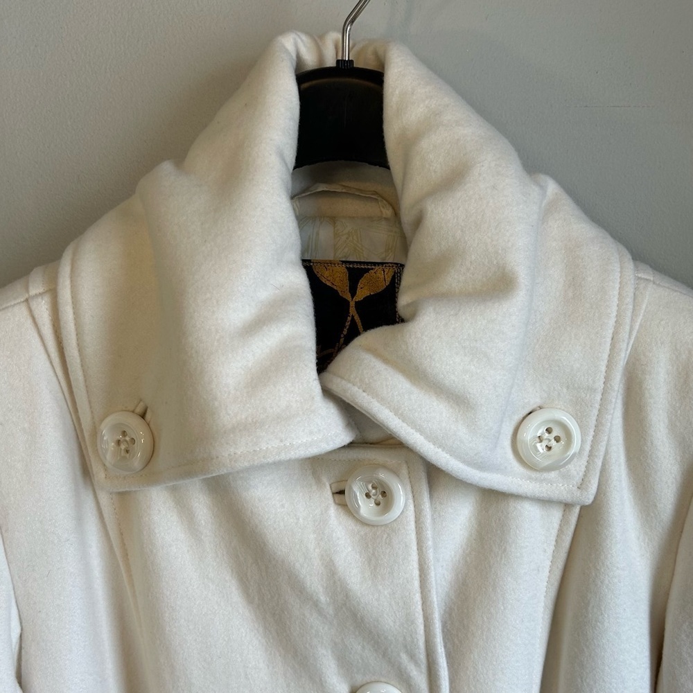 Foxy Jeans Single Breasted Button Up Wool Trench Coat Jacket Womens Size M - Picture 3 of 10